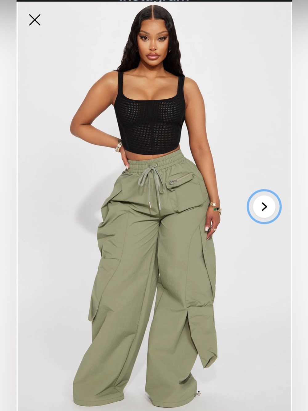 Olive Utility Cargo Wide-Leg Pants NWT -SIZE XL